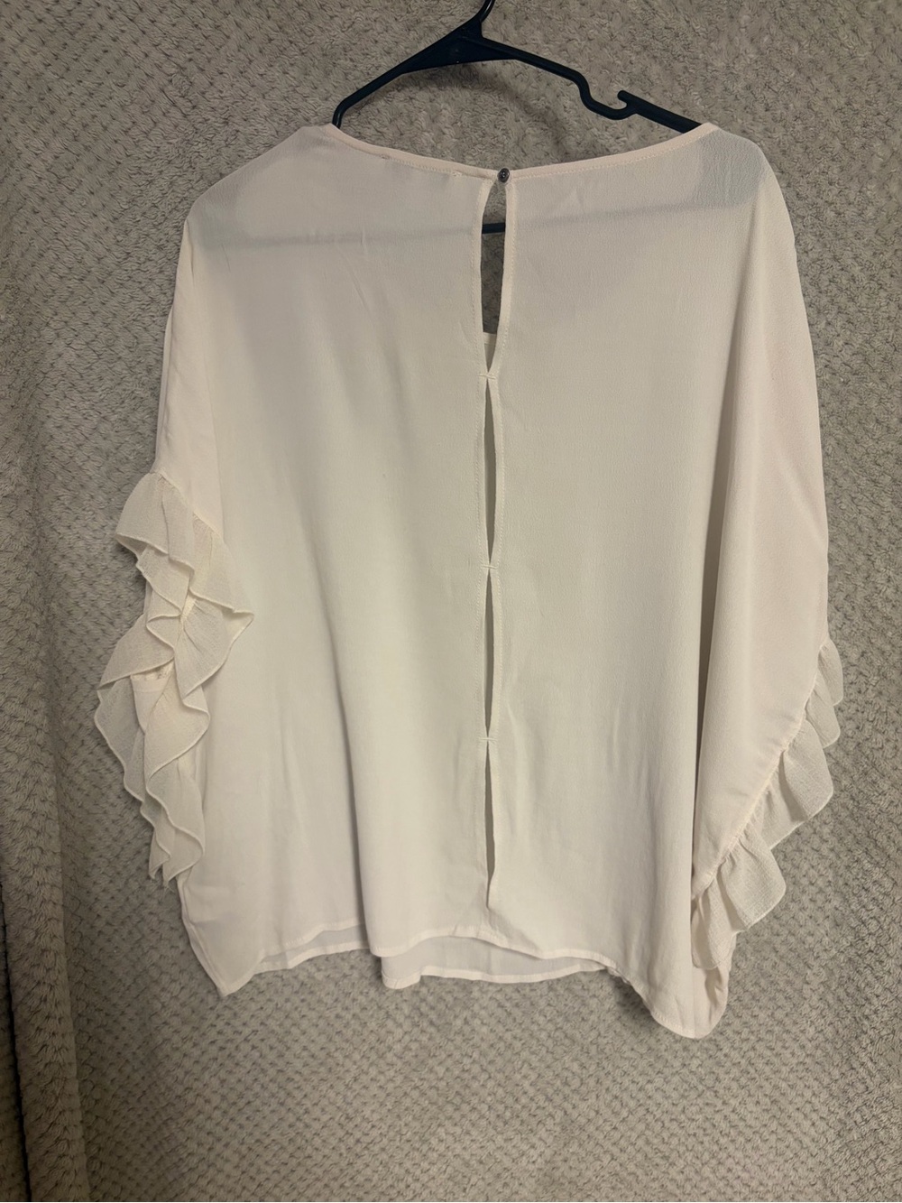 William Rast Cream Ruffle Sleeve Blouse - Picture 2 of 3